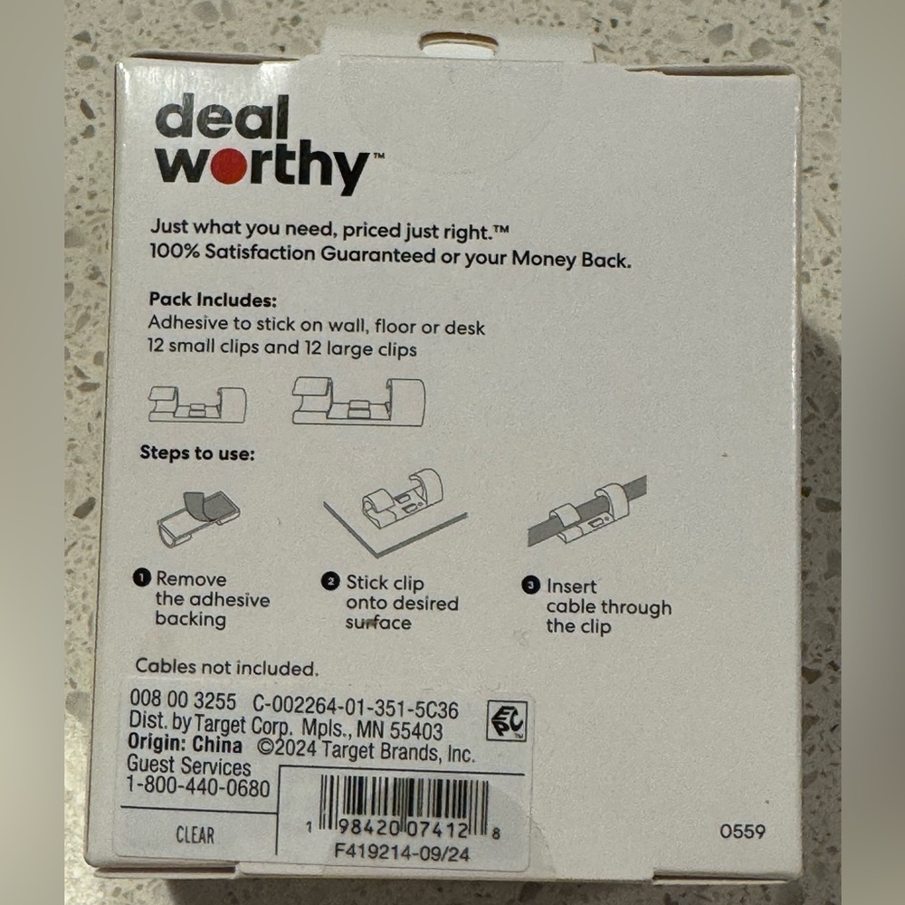Deal Worthy Cable Management Clips - Small/Large Sizes - 24 Count NIB - Picture 6 of 6